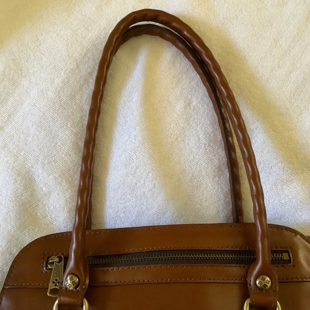 Patricia Nash Calvi Leather Satchel Crossbody Tan